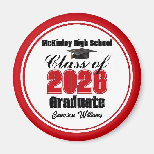 Personalized Red Class of 2026 Graduation Party Magneet (Voorkant)