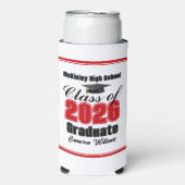 Personalized Red Class of 2026 Graduation Party Seltzer Blikjeskoeler (Seltzer Voorkant)
