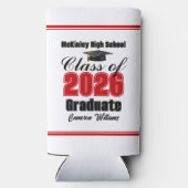 Personalized Red Class of 2026 Graduation Party Seltzer Blikjeskoeler (Achterkant)