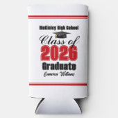 Personalized Red Class of 2026 Graduation Party Seltzer Blikjeskoeler (Voorkant)