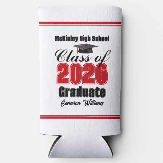 Personalized Red Class of 2026 Graduation Party Seltzer Blikjeskoeler (Voorkant)