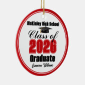 Personalized Red Class of 2026 Graduation Photo Keramisch Ornament (Rechts)