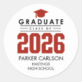 Personalized Red Class of 2026 Graduation Sticker (Voorkant)