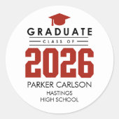 Personalized Red Class of 2026 Graduation Sticker (Voorkant)