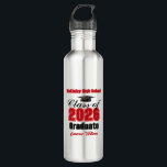 Personalized Red Class of 2026 Graduation Waterfles<br><div class="desc">Customize your own red high school Class of 2026 graduate water bottle for a high school or college graduation party. Cool varsity letters for the year on a great custom commemorative keepsake for seniors.</div>