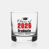 Personalized Red Class of 2026 Graduation Whisky Glas (Voorkant)