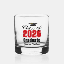 Personalized Red Class of 2026 Graduation Whisky Glas