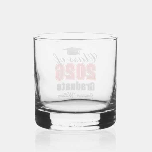 Personalized Red Class of 2026 Graduation Whisky Glas (Achterkant)
