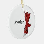 Personalized Red Cowboy Boots Western Holiday Gift Keramisch Ornament (Rechts)