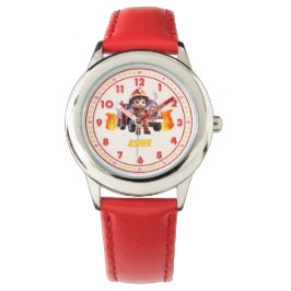 Personalized Red Cute Boy Firefighter Kids Horloge