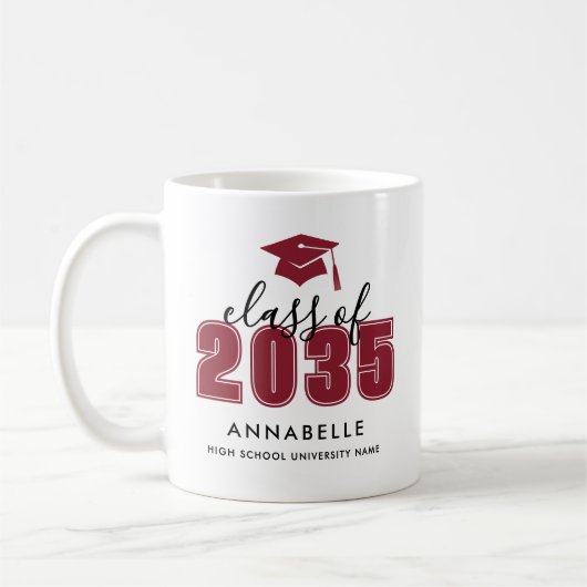 Personalized Red Graduation Koffiemok (Links)