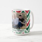 Personalized Red Green Chevron Photo Family Koffiemok (Voorkant rechts)