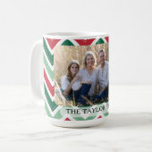 Personalized Red Green Chevron Photo Family Koffiemok (Voorkant links)