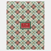Personalized red & green watercolor plaid blanket fleece deken (Voorkant)