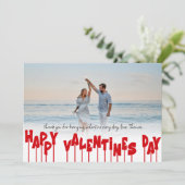Personalized Red Happy Valentines Day One Photo Feestdagenkaart (Staand voorkant)