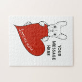 Personalized Red Heart Cute French Bulldog Legpuzzel (Horizontaal)