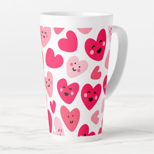 Personalized Red Heart Happy Valentine’s Day Lover Latte Mok (Rechterhoek)
