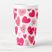 Personalized Red Heart Happy Valentine’s Day Lover Latte Mok (Voorkant)