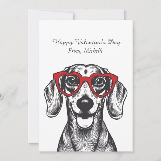 Personalized Red Hearts Dachshund Valentine's Day  Feestdagenkaart (Voorkant)