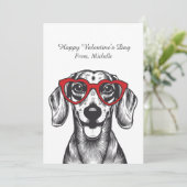 Personalized Red Hearts Dachshund Valentine's Day  Feestdagenkaart (Staand voorkant)