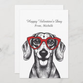 Personalized Red Hearts Dachshund Valentine's Day  Feestdagenkaart (Voorkant / Achterkant)