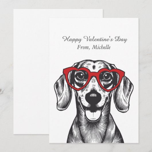 Personalized Red Hearts Dachshund Valentine's Day  Feestdagenkaart (Voorkant / Achterkant)