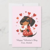 Personalized Red Hearts Dachshund Valentine's Day  Feestdagenkaart (Voorkant)