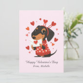 Personalized Red Hearts Dachshund Valentine's Day  Feestdagenkaart (Staand voorkant)