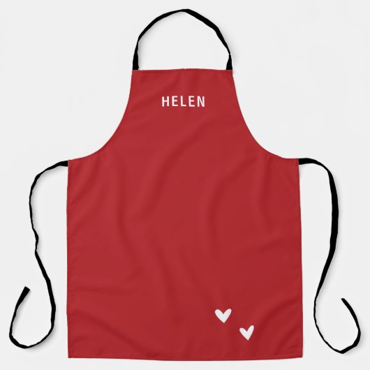 Personalized Red Kitchen Apron - Modern Schort (Voorkant)