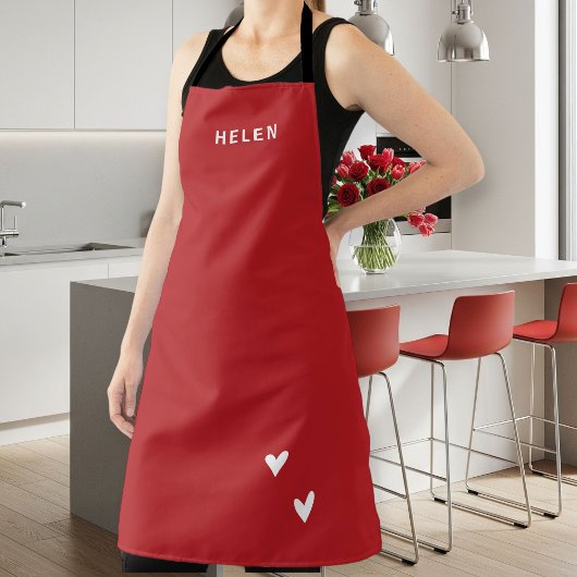 Personalized Red Kitchen Apron - Modern  Schort