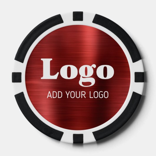 Personalized Red Metallic Style Business Logo Poker Chips (Voorkant)