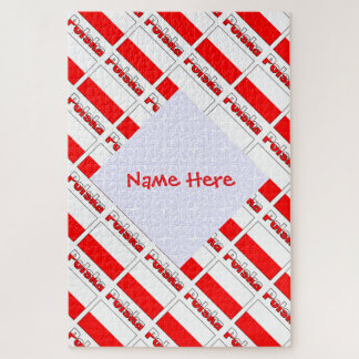 Personalized Red Name Polska Flag Tiled Legpuzzel