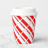 Personalized Red Name Polska Flag Tiled Party Papieren Bekers (Achterkant)