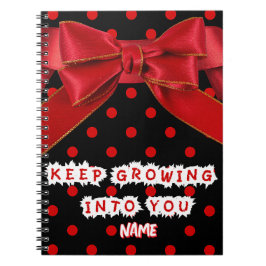 Personalized Red Polka Dot Motivational  Notitieboek