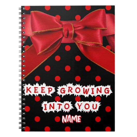 Personalized Red Polka Dot Motivational Notitieboek (Voorkant)