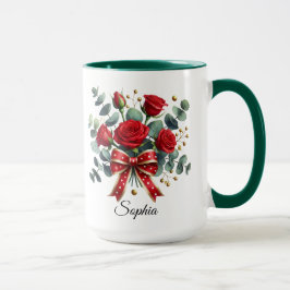 Personalized Red Rose Name Mug Elegant Gift Mok