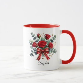 Personalized Red Rose Name Mug Gift Mok