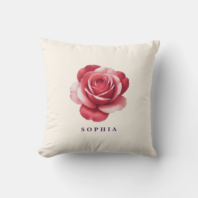 Personalized Red Rose Throw Pillow Elegant Kussen (Voorkant)