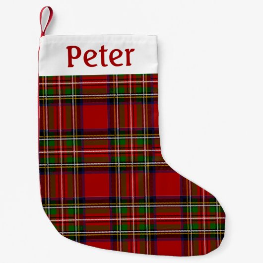 Personalized Red Tartan Christmas Stocking  Kleine Kerstsok (Voorkant)