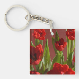 Personalized Red tulips Flower Photo Women's  Sleutelhanger