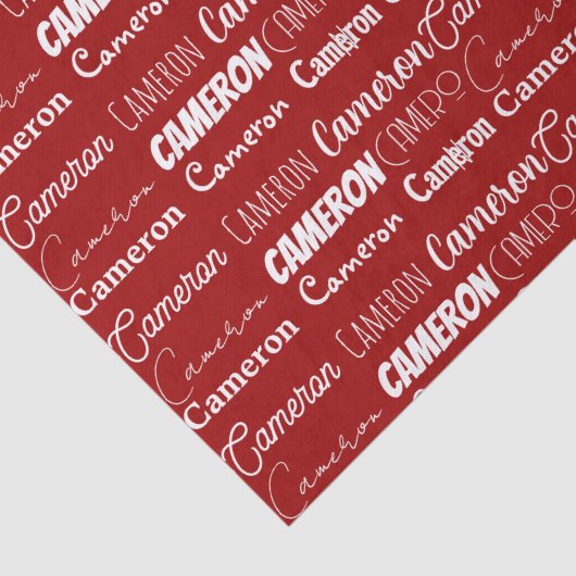 Personalized Red Typography Name Collage Christmas Tissuepapier (Detail)