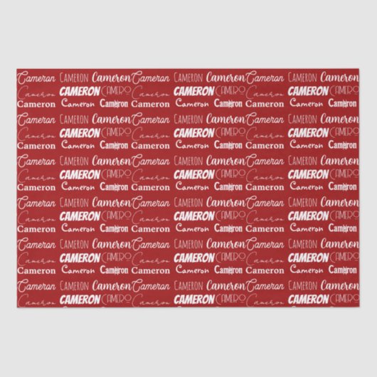 Personalized Red Typography Name Collage Christmas Tissuepapier (Voorkant)