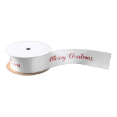 Personalized Red White Merry Christmas Script Satijnen Lint (Spoel)