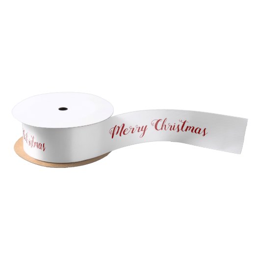 Personalized Red White Merry Christmas Script Satijnen Lint (Spoel)