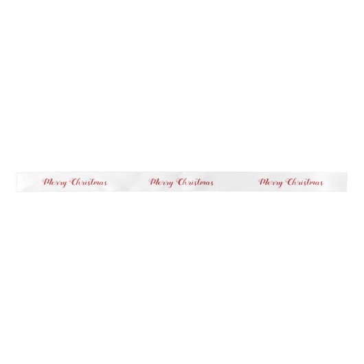 Personalized Red White Merry Christmas Script Satijnen Lint (Voorkant)