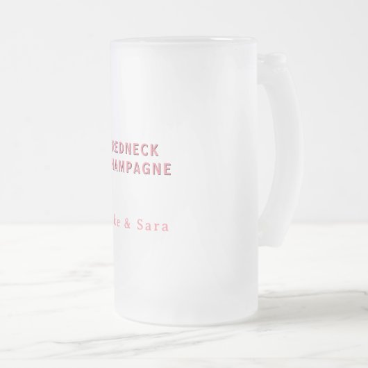 Personalized Redneck Champagne Pink Matglas Bierpul (Voorkant rechts)