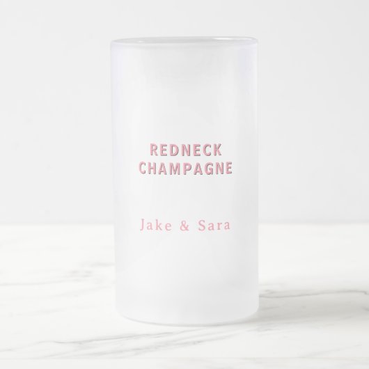 Personalized Redneck Champagne Pink Matglas Bierpul (Center)