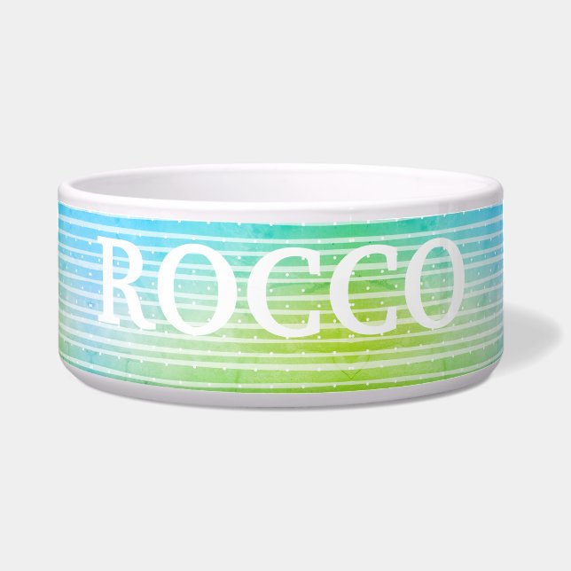 Personalized refreshing blue green Pet Bowl Voerbakje (Voorkant)