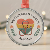 Personalized Registered Nurse Retro Heart Metalen Ornament