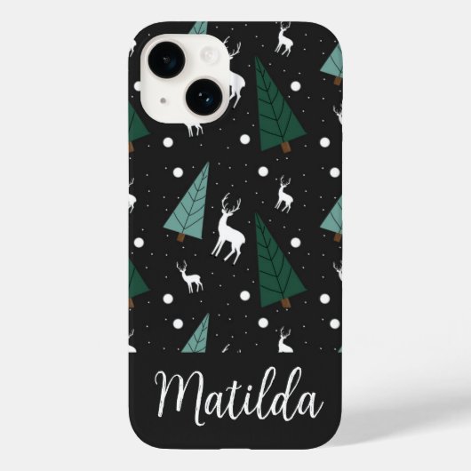 Personalized Reindeer and Christmas trees  Case-Mate iPhone Case (Achterkant)